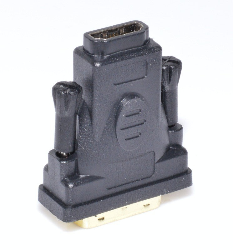 Adaptor DVI-HDMI negru cu suruburi laterale de fixare, vedere laterala
