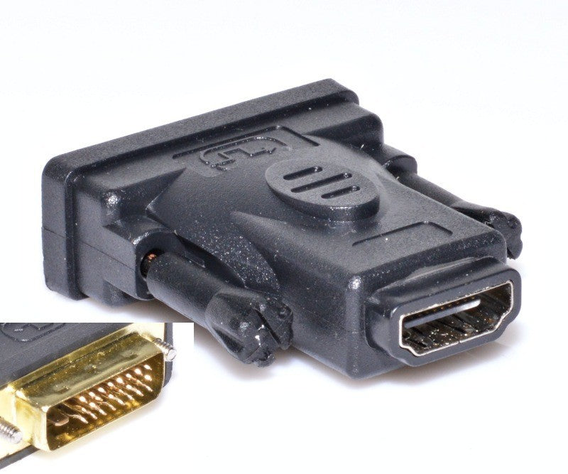 Adaptor DVI tata 24+1 la HDMI mama, contacte placate cu aur, compact, fara cablu