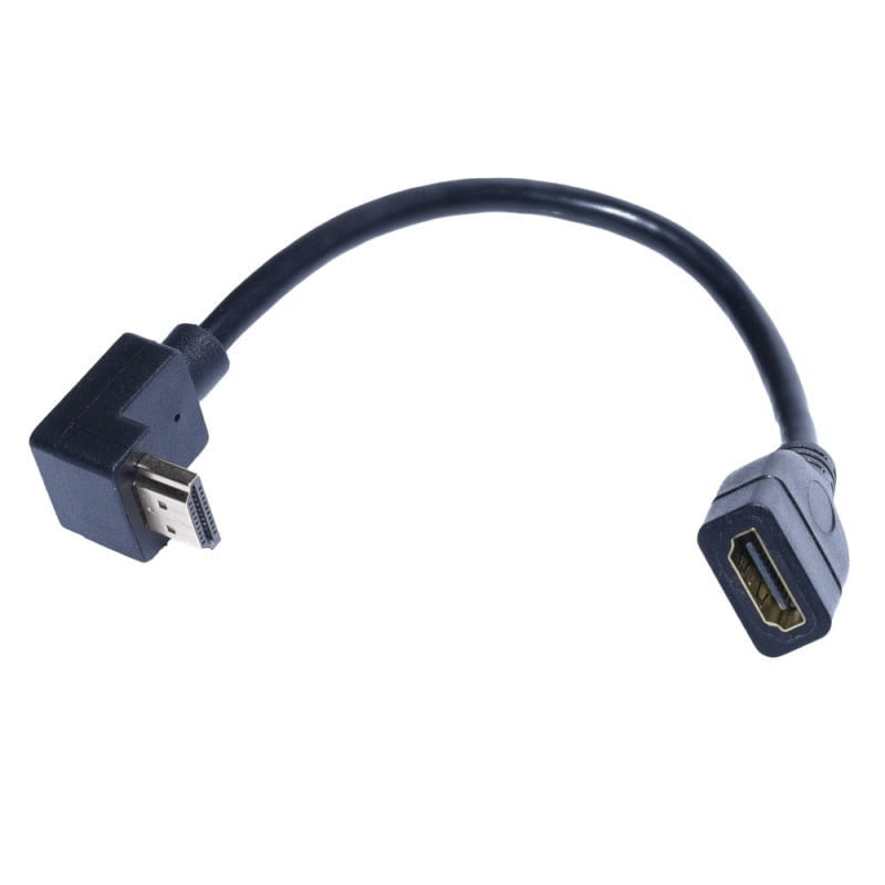 Adaptor HDMI tata 90 grade la mama, cablu 15cm, conectori auriti, pentru spatii inguste
