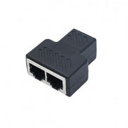 Adaptor spliter RJ45 UTP 1 mama la 2 mama, negru, compatibil CAT5/CAT6, plug-and-play, retea Ethernet