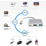Adaptor USB-C la HDMI 4K, USB 3.0 si USB-C, compatibil laptop, monitor, proiector si TV