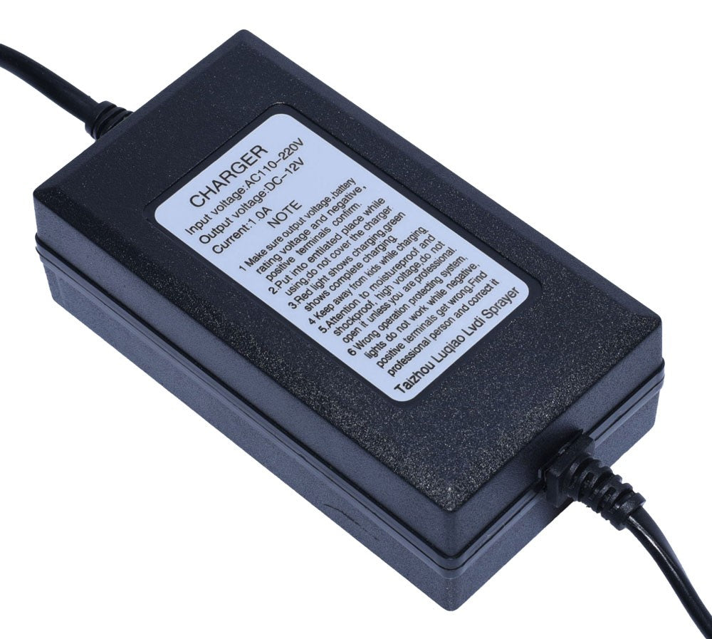 Alimentator pompa vermorel cu eticheta tehnica: intrare AC 110-220V, iesire DC 12V, curent 1A