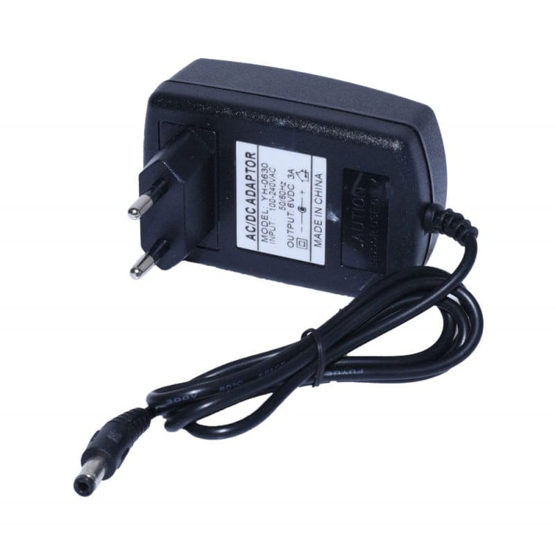 Alimentator 6V 3A profil lateral, stecker EU si cablu negru flexibil