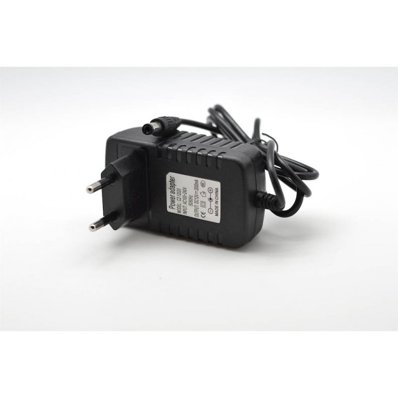 Alimentator stabilizat 12V 2A pentru benzi LED, intrare 100-240V AC, mufa europeana, design compact