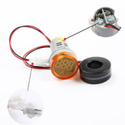 Ampermetru digital LED panou 22mm, 220V, 0-100A, display portocaliu, cu transformator de curent inclus