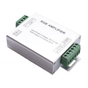 Amplificator banda LED RGB 12-24V 30A, carcasa aluminiu, borne intrare-iesire RGB cu riglete surub