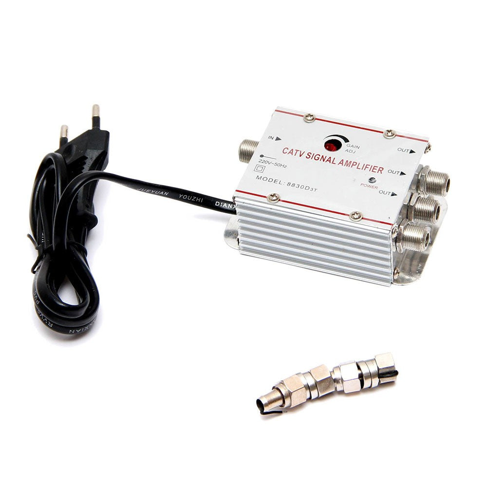 Amplificator semnal TV 3 iesiri cu cablu de alimentare 220V si mufa adaptor incluse