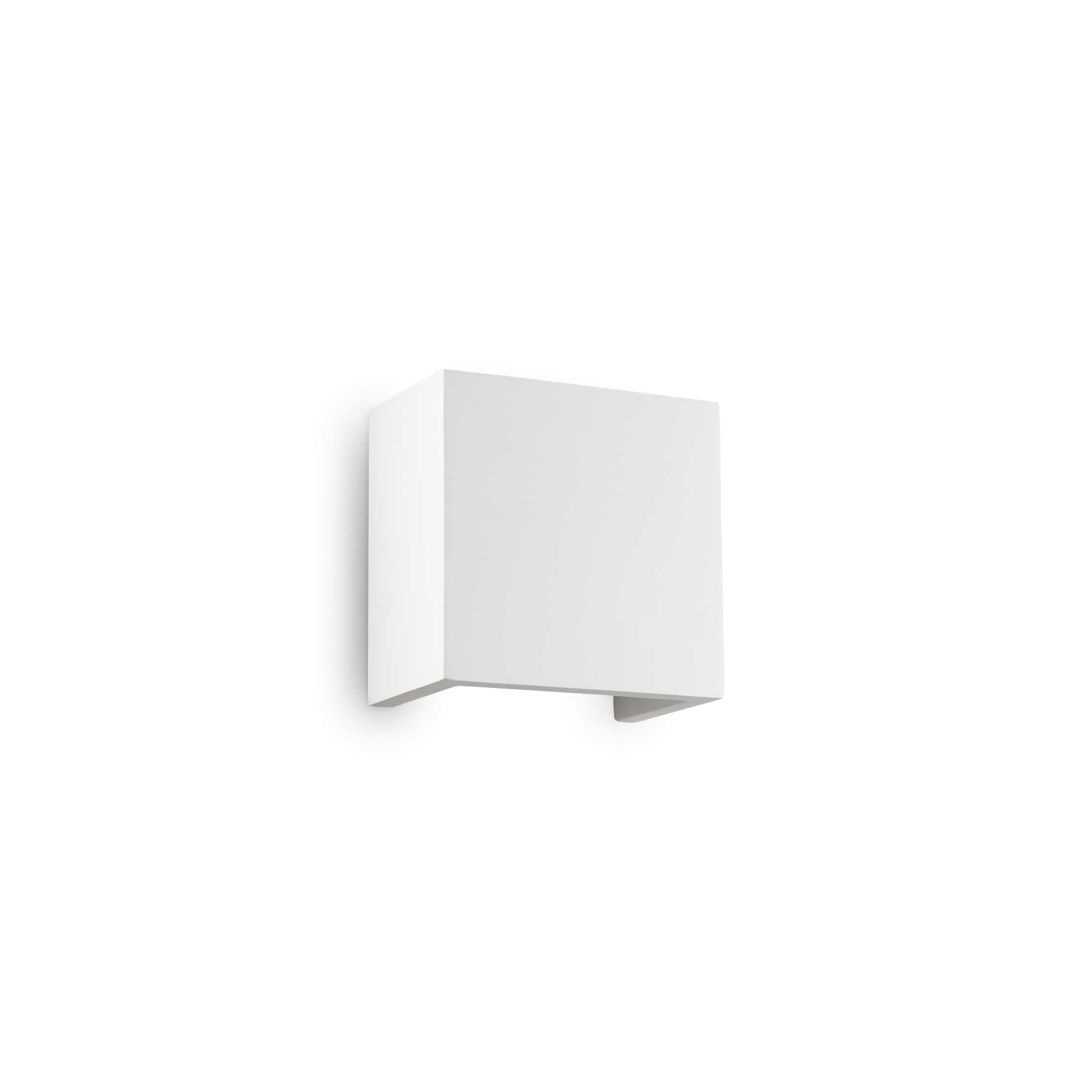 Aplica LED de perete din gesso, design cub minimalist, montaj pe perete, corp alb mat, iluminat bidirectional sus-jos