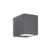 Aplica LED exterior cubica antracit, montaj perete, soclu GU10, IP44, design minimalist compact