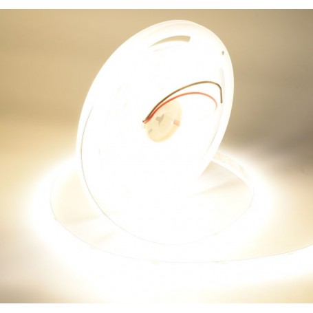 Banda COB LED rola 5m in unghi, iluminare continua alb-cald, 24V DC