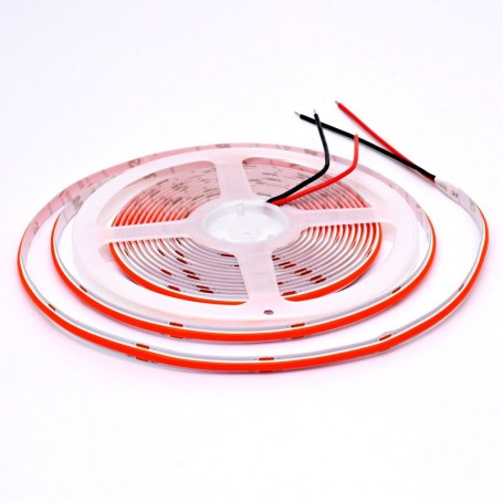 Banda COB LED rosu stinsa pe rola, PCB 8mm cu fire de conectare vizibile