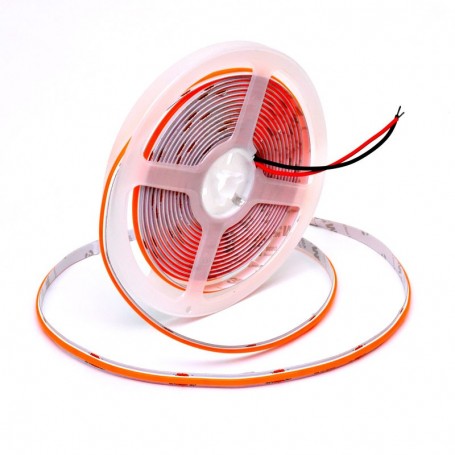 Rola banda COB LED roz 24V, profil lateral, PCB 8mm subtire, lumina continua