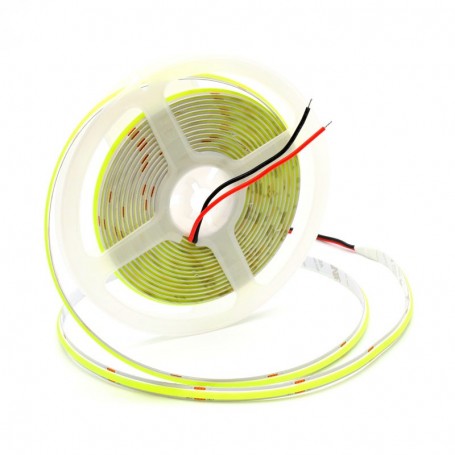 Banda COB LED verde rola 5m cu fire de conectare, latime PCB 8mm, tensiune 24V DC