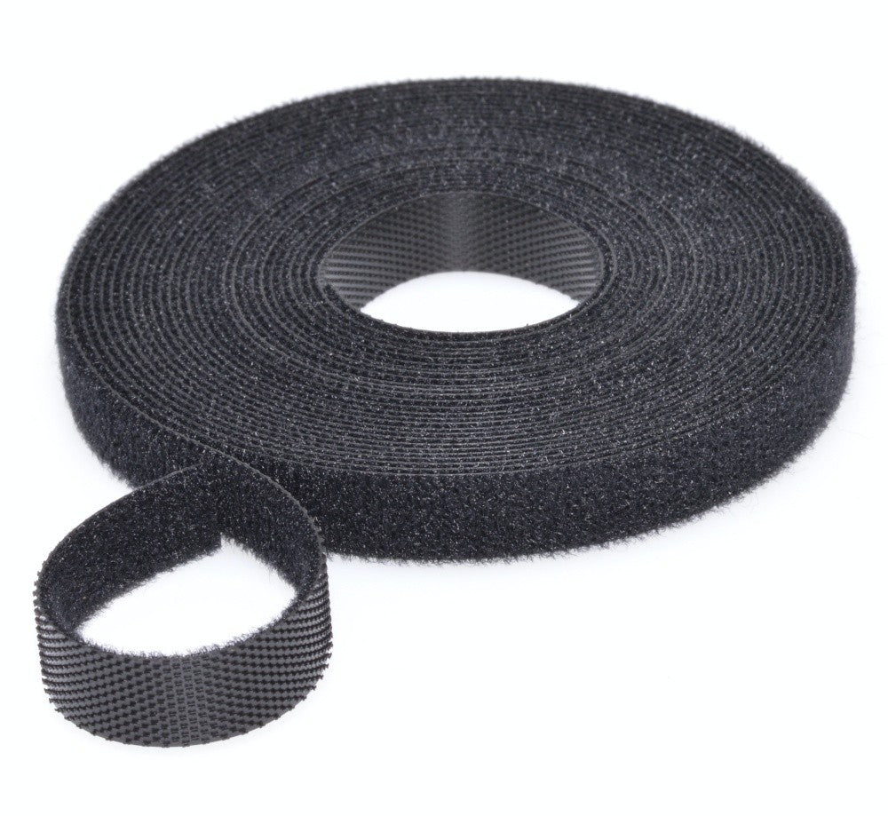 banda velcro cu arici pentru organizare cabluri, latime 1cm, lungime 5m, reutilizabila, negru