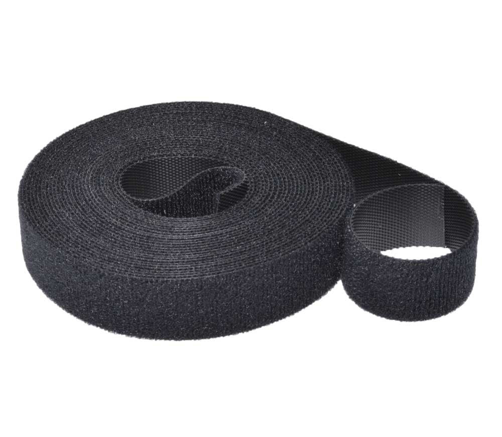 banda velcro neagra partial desfasurata, capat liber vizibil, pregatita pentru taiere si utilizare