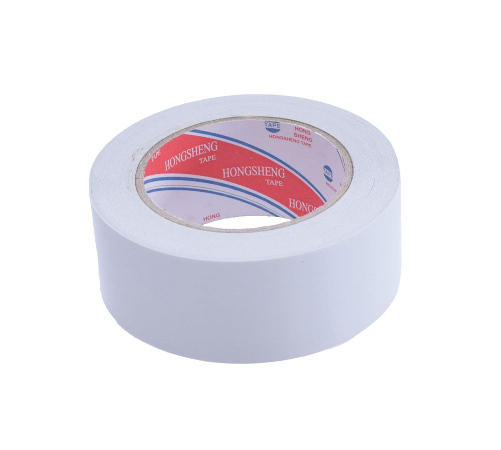 banda dublu adeziva de hartie 45mm, latime mare, adeziv permanent, rola 30m, fixare mochete si afise