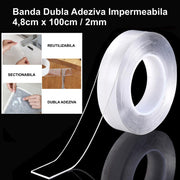 Banda dublu adeziva transparenta impermeabila reutilizabila, 4,8cm latime, 100cm lungime, grosime 2mm