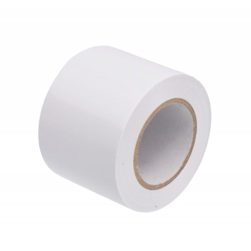 Banda izolatoare PVC alba 50mm, rola individuala vazuta din lateral