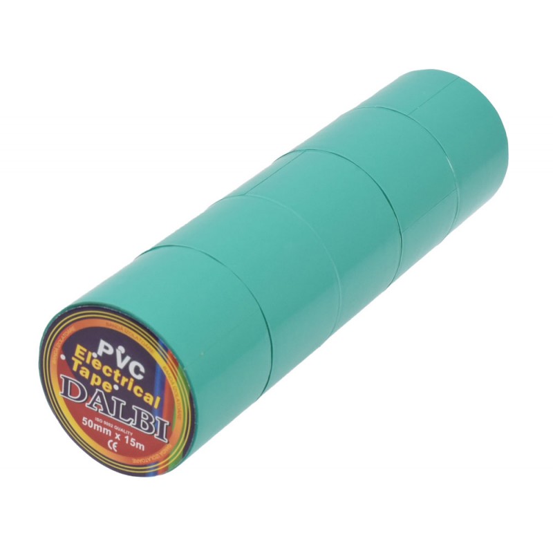 Set 5 role banda izolatoare PVC verde, latime 50mm, lungime 15m pe rola, total 75m