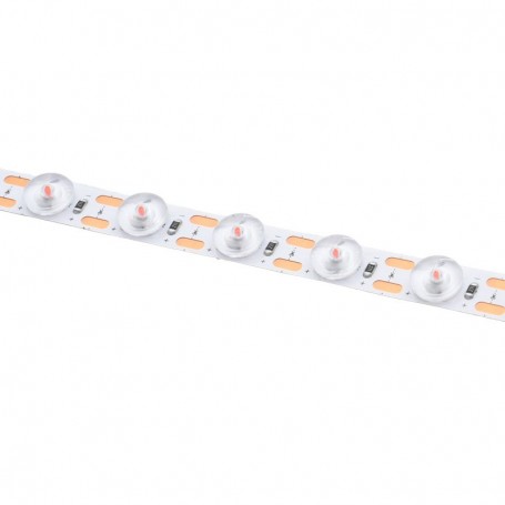 Banda LED 2835 cu lentile lupa integrate, detaliu chip-uri si lentile pe PCB