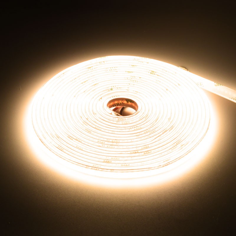 Banda COB LED rola spiralata, lumina neutra calda, adeziv 3M vizibil, 8mm latime