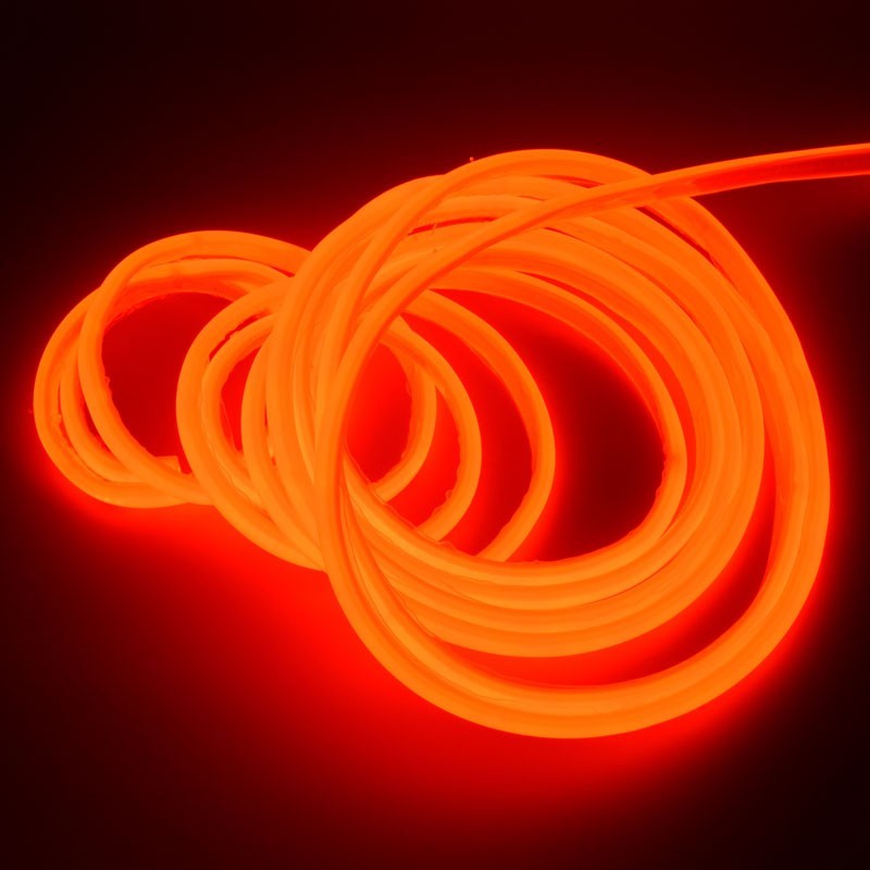Banda LED COB neon flex rosie flexibila rasucita, demonstratie de flexibilitate