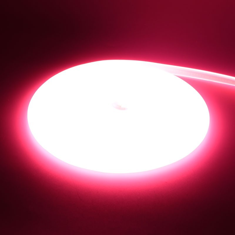 Banda LED COB neon flex roz rulata, efect luminos continuu vizibil lateral
