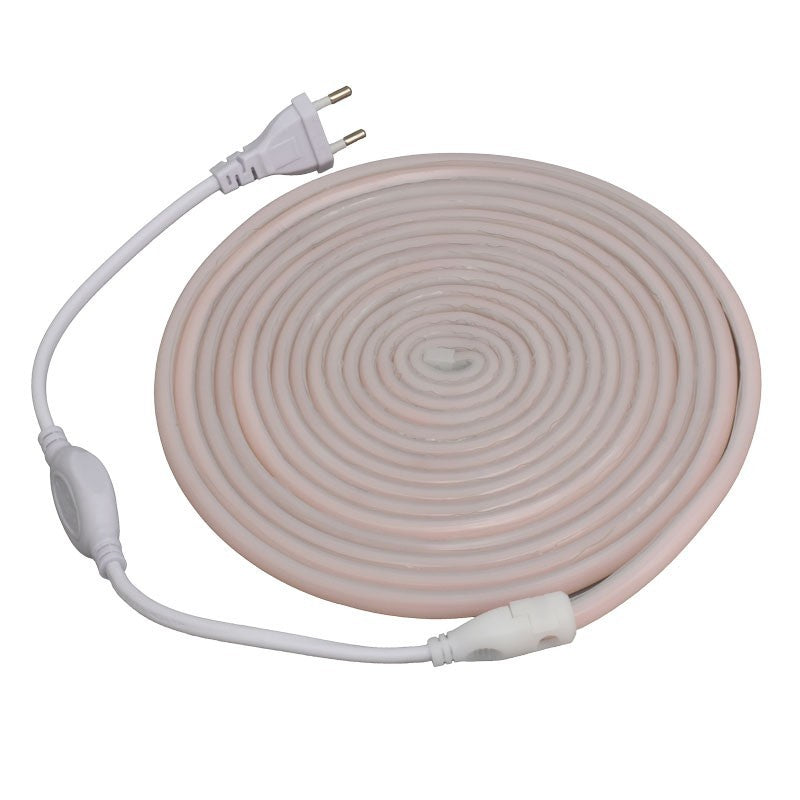 Banda LED COB neon flex roz rulata stins, cu cablu alimentare si intrerupator inclus
