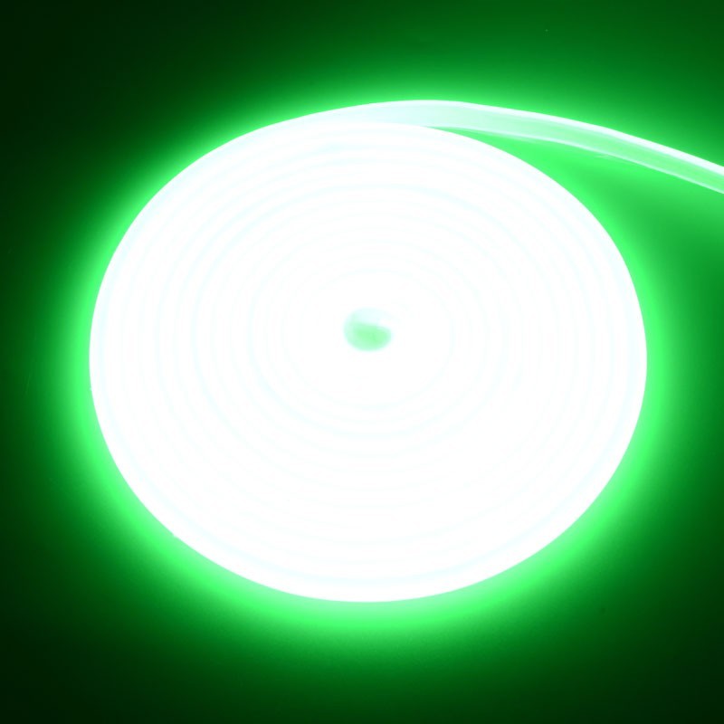 Banda LED COB neon verde aprins, lumina uniforma intensa, fara puncte intunecate, rola 5m