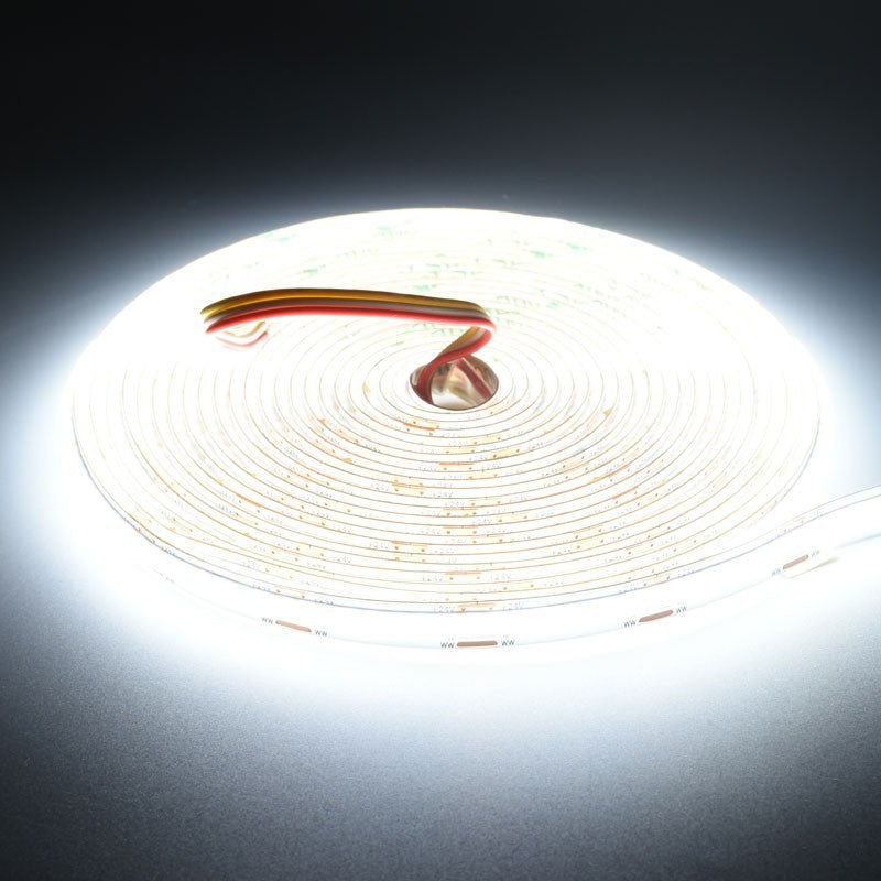 Banda LED COB rulata, lumina alba rece 6500K, emisie uniforma fara puncte vizibile