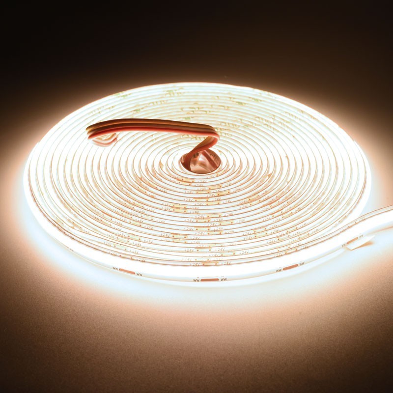 Banda LED COB rulata aprinsa, lumina alba neutra 4500K, fascicul continuu uniform