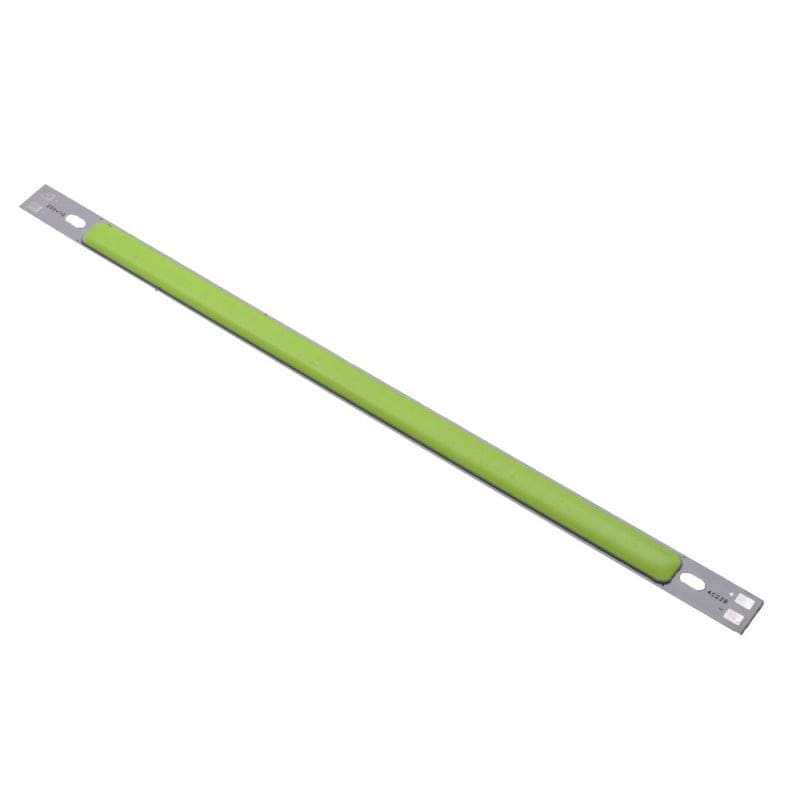 Bara COB LED verde 10W, vedere intreaga, substrat aluminiu cu orificii de montaj la capete