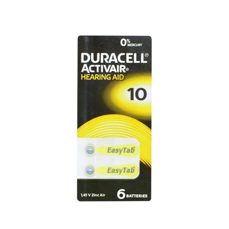 Baterii auditive zinc-air marimea 10, 1.45V, pachet 6 bucati, fara mercur, sistem EasyTab
