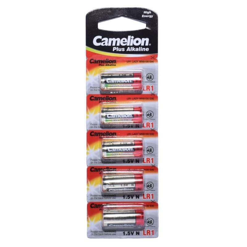 Baterii alcaline LR1 1,5V tip N, set 5 bucati in blister, format compact pentru dispozitive mici