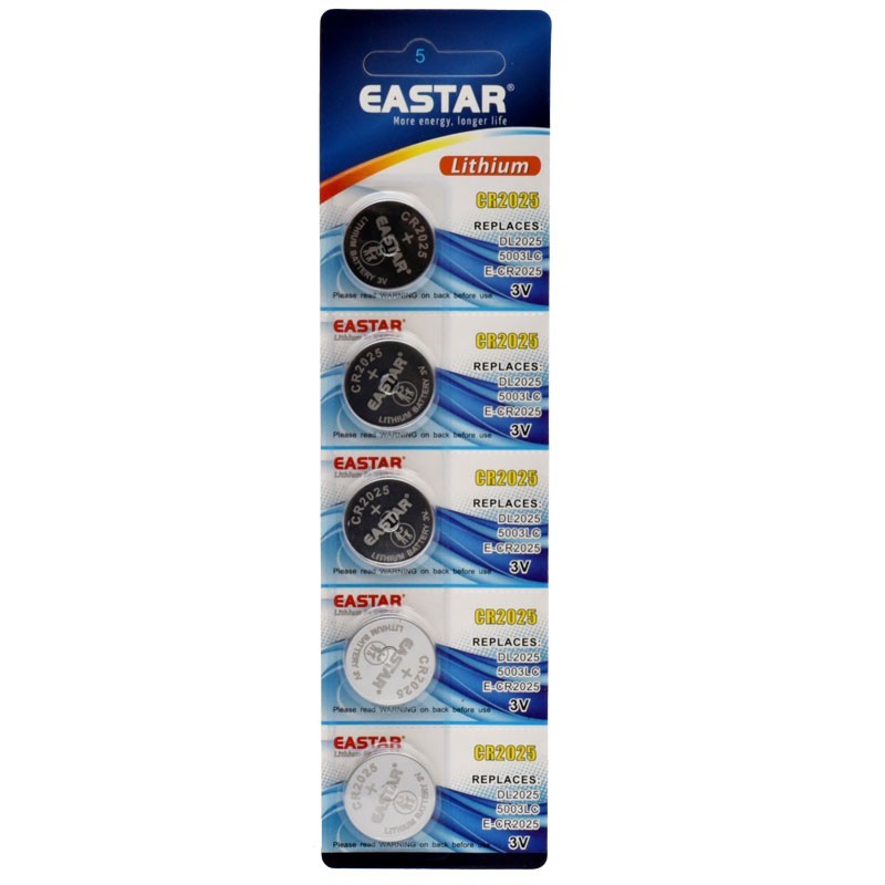 Baterie buton CR2025 litiu 3V, set 5 bucati ambalate in blister, compatibila ceasuri si telecomenzi