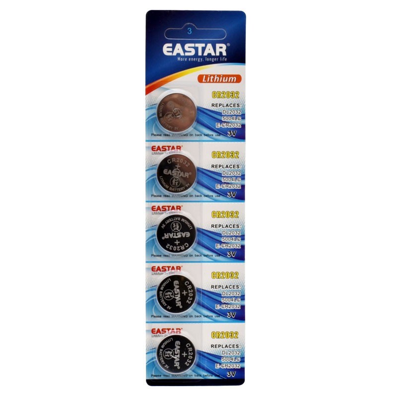Baterie buton CR2032 litiu 3V, set 5 bucati in blister individual, compatibila DL2032