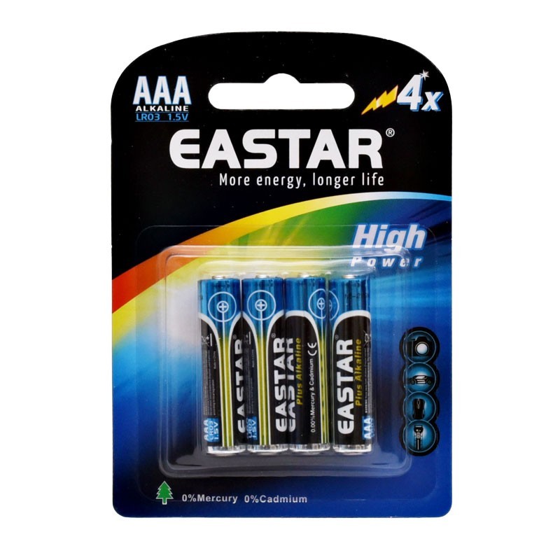 Baterii alcaline AAA LR03 1.5V set 4 bucati, fara mercur si cadmiu, ambalaj blister
