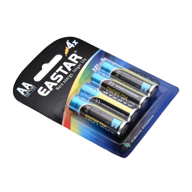 Baterii alcaline AA 1.5V pachet 4 bucati, vedere laterala blister