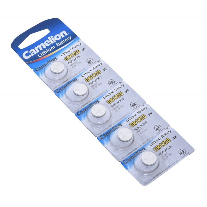 Baterii buton CR1225 3V litiu, blister 5 buc, dispuse orizontal