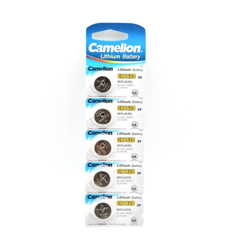 Baterii litiu tip buton CR1620 3V, set 5 bucati pe blister, compatibile ceasuri si telecomenzi auto