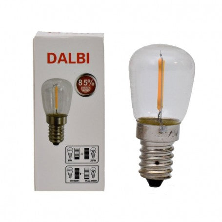 Bec LED cuptor E14 1W cu filament vizibil, bulb sticla rezistenta termic, consum redus 85%