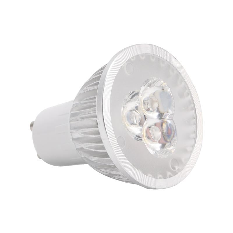 Bec LED GU10 3W 220V cu radiator metalic si 3 leduri, lumina alba rece 6000K