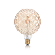 Bec LED decorativ glob G125 E27 4W 2200K, sticla texturata ambra cu filament vizibil