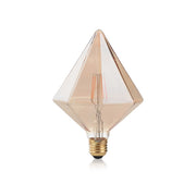 Bec LED filament forma diamant E27 4W 2200K, sticla ambra fatetata, lumina calda decorativa
