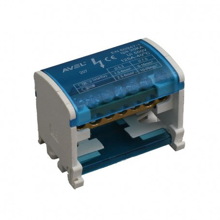 Bloc distributie electric 500V, borne vizibile, compatibil cablu 2.5-25mm²
