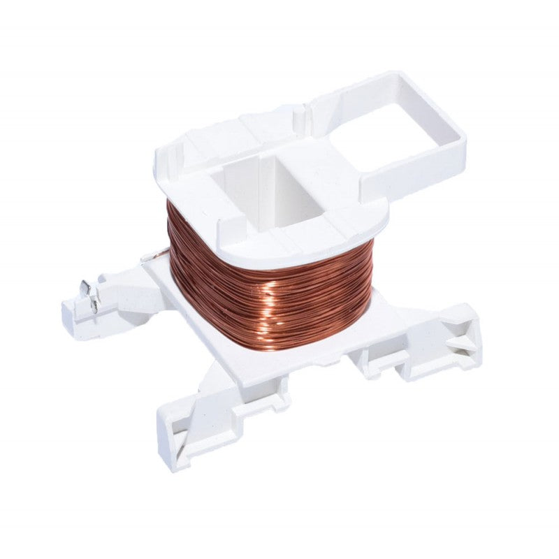 Bobina contactor LC1 vedere izometrica, infasurare cupru uniforma, carcasa alba