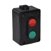 Cutie de comanda cu 2 butoane cu revenire, verde si rosu, 220V-380V, 5A, carcasa ABS neagra