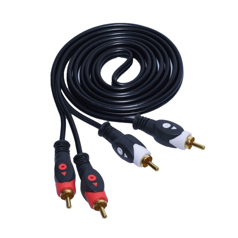 Cablu 2RCA tata-tata 1.5m cu conectori auriti, mansoane rosii si albe pentru identificare canale audio