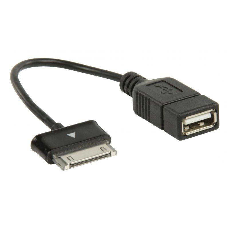 Cablu adaptor OTG USB 2.0, mufa Samsung 30 pini tata la USB A mama, lungime 10 cm, negru