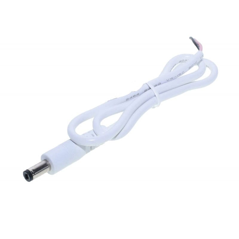 Cablu DC 2,1mm mufa tata alb, 50cm, compatibil 12V-24V, pentru conectare banda LED